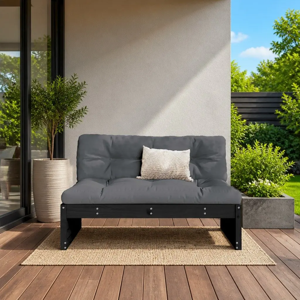 Black Modular Middle Sofa for Outdoor Areas 120x80cm