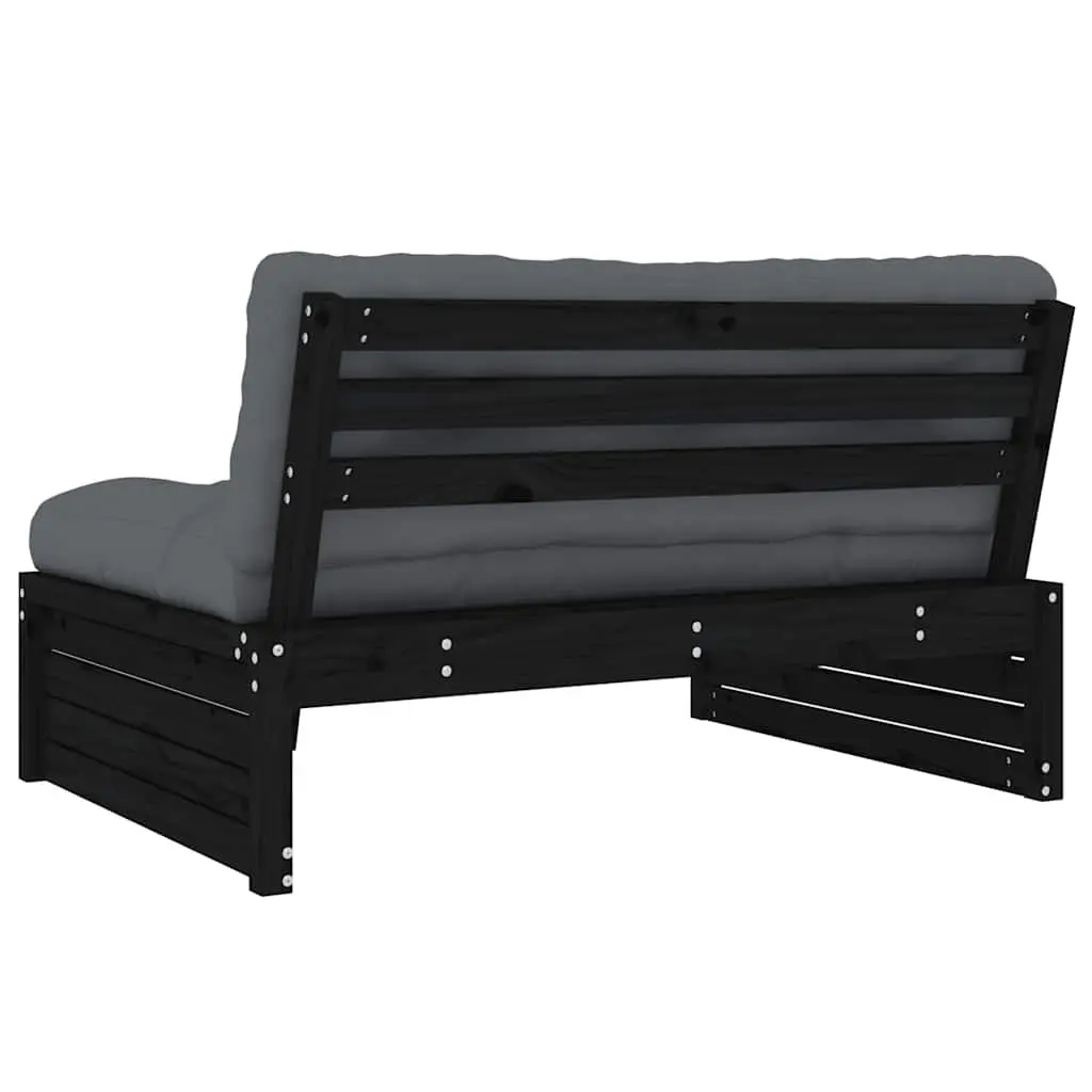 Black Modular Middle Sofa for Outdoor Areas 120x80cm