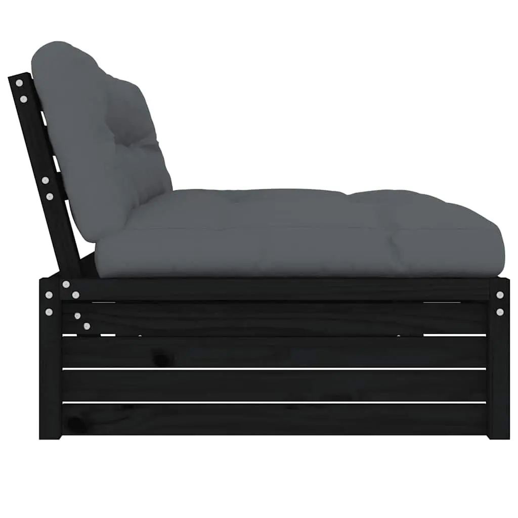 Black Modular Middle Sofa for Outdoor Areas 120x80cm