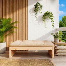 Outdoor Slatted Design Wooden Garden Footstool