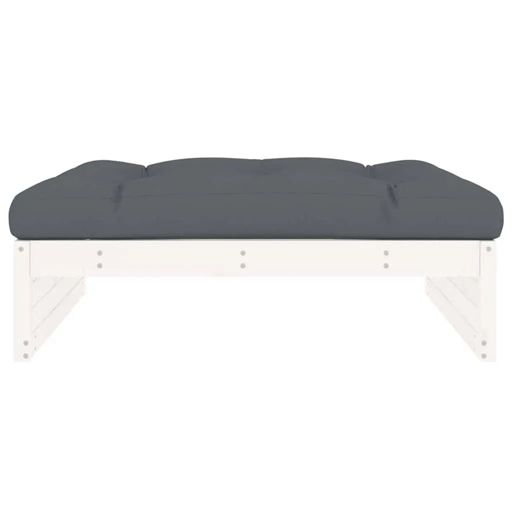 Garden Footstool Solid Wood Pine 120 x 80 cm White Outdoor Seating Ottoman