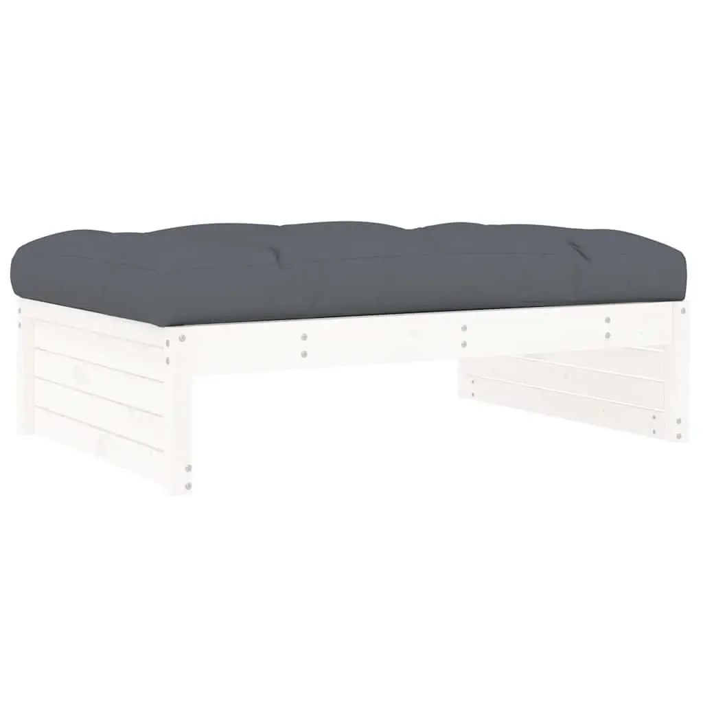 Garden Footstool Solid Wood Pine 120 x 80 cm White Outdoor Seating Ottoman