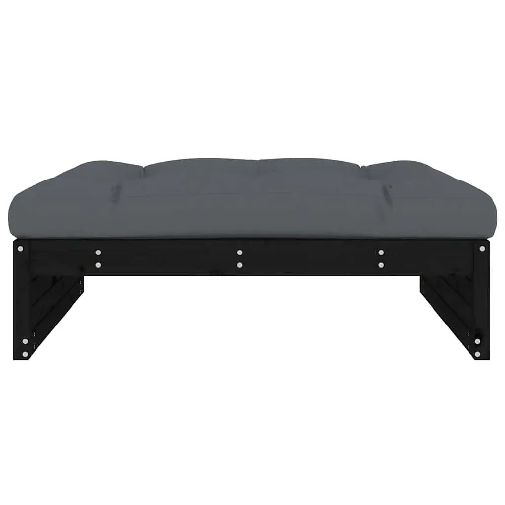 Outdoor Black Footstool Ottoman 120x80cm Solid Pine Wood
