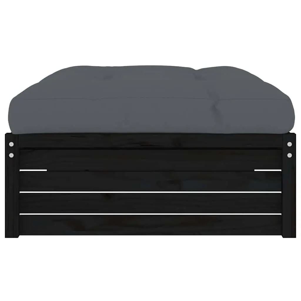 Outdoor Black Footstool Ottoman 120x80cm Solid Pine Wood