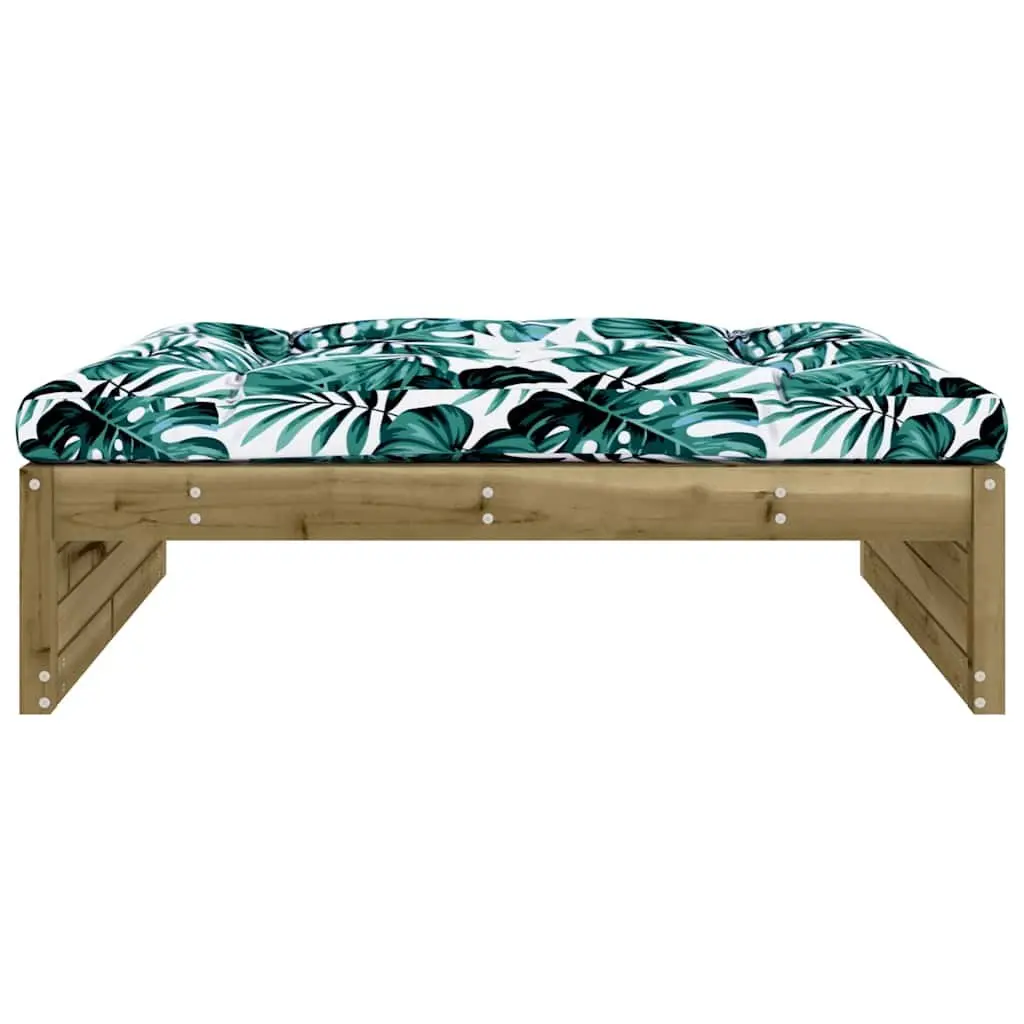Garden Footstool Impregnated Pine Wood 120 x 80 cm Brown with Cushion