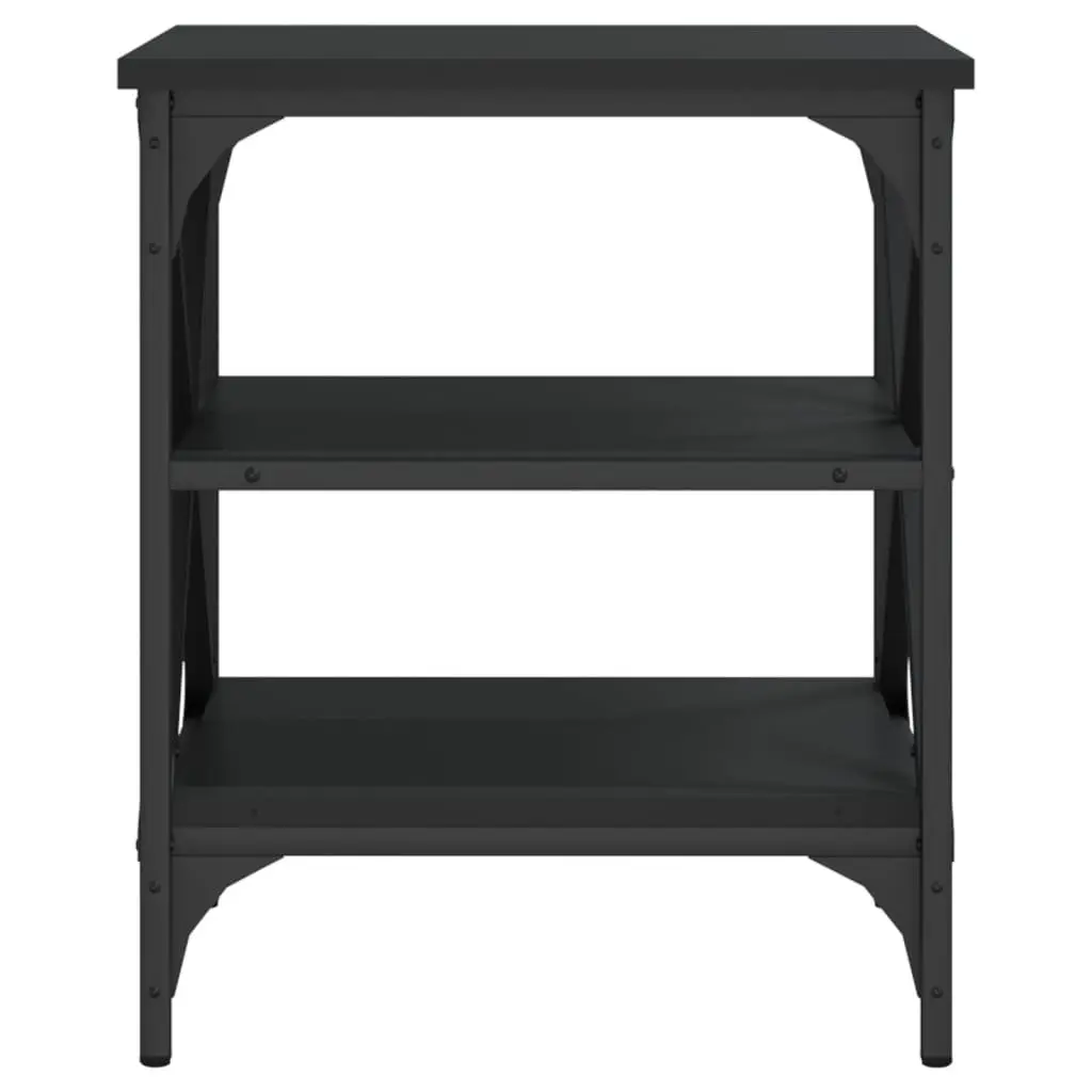End Table Black Storage Side Table Living Room Accent Furniture Engineered Wood