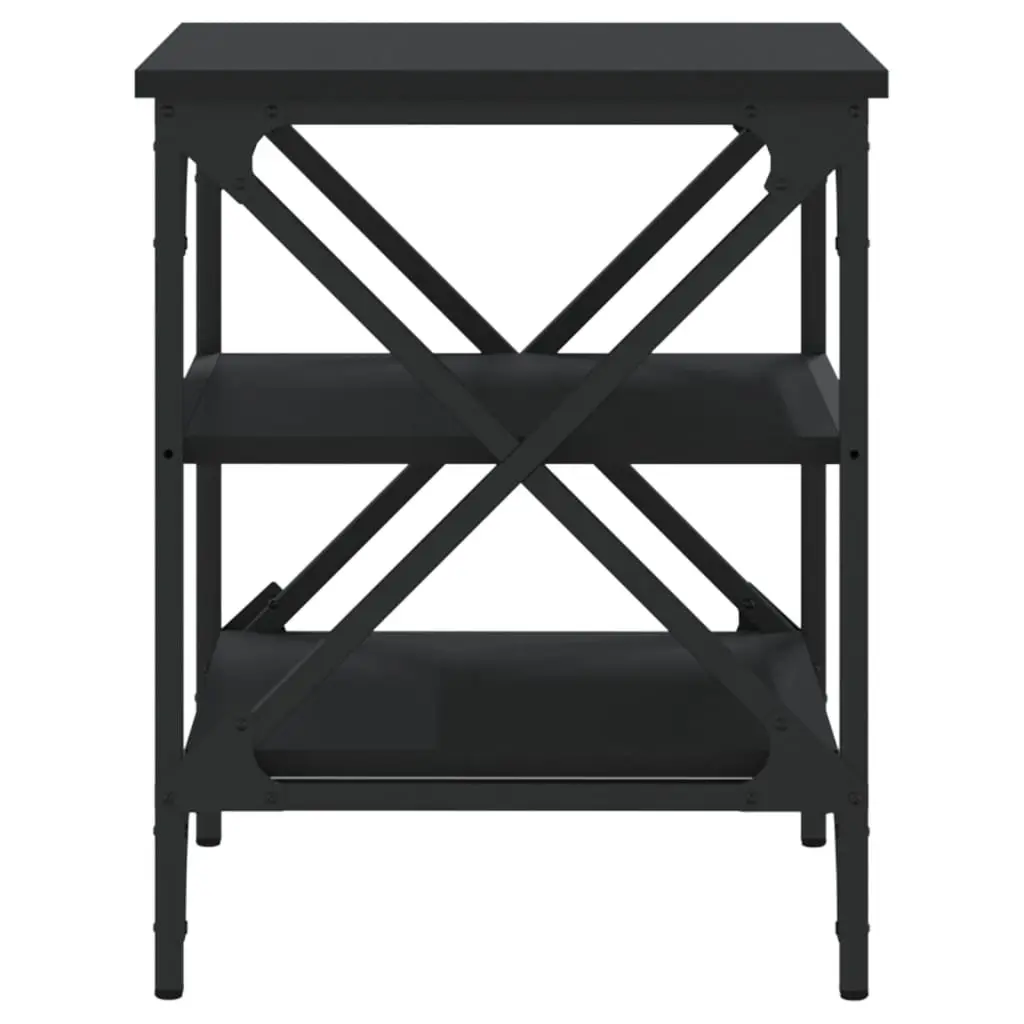 End Table Black Storage Side Table Living Room Accent Furniture Engineered Wood