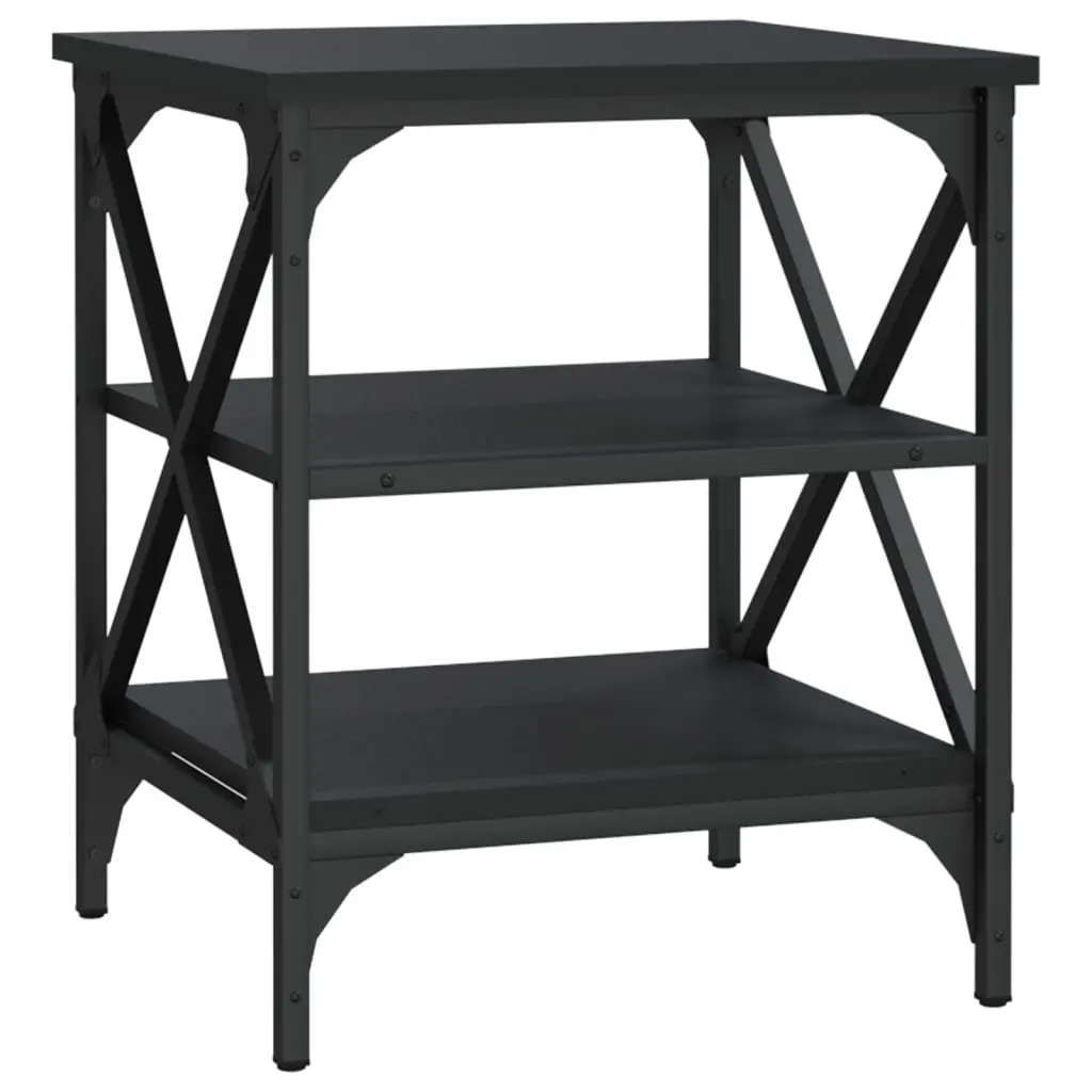 Industrial Style Black End Tables, 2 Pieces with Storage