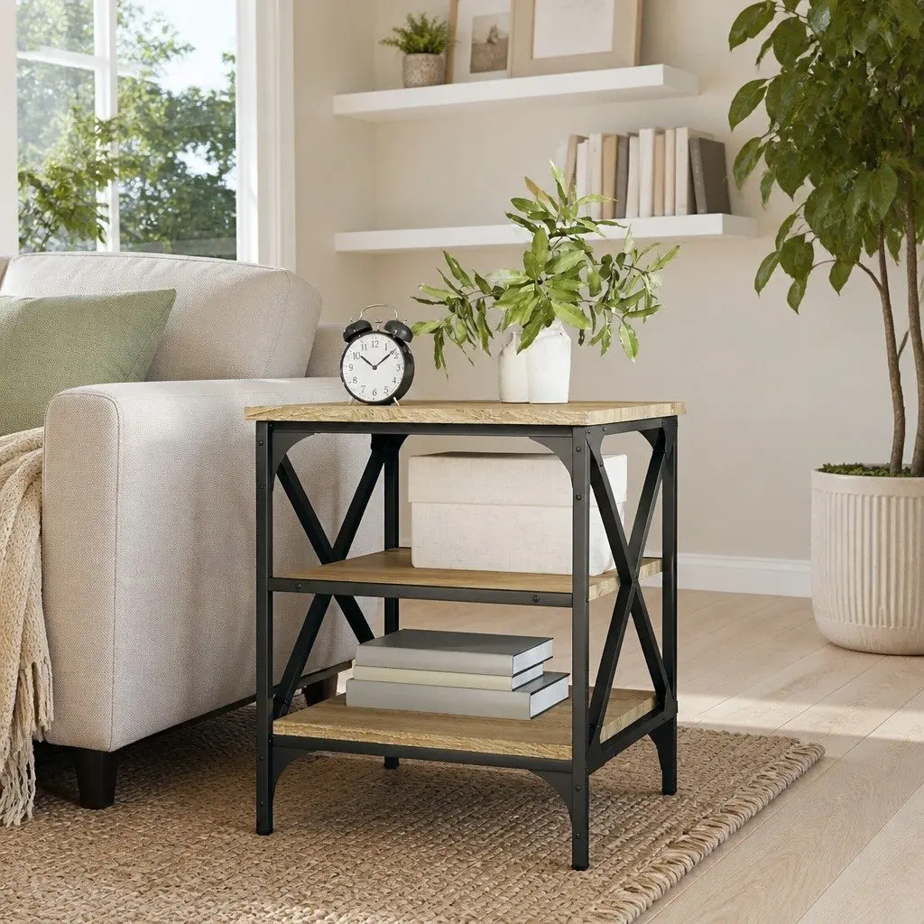 Brown Accent End Table with Engineered Wood Top