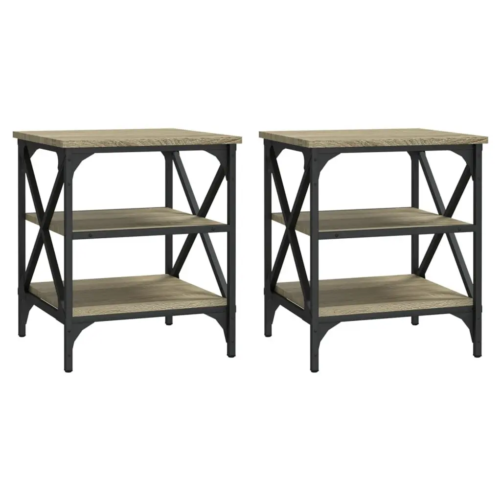 End Tables Engineered Wood Brown 40 x 42 x 50 cm Set of 2