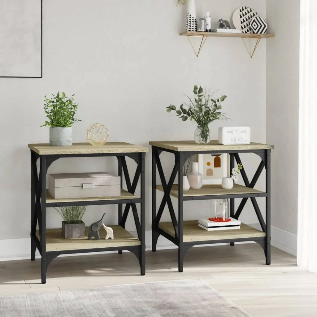End Tables Engineered Wood Brown 40 x 42 x 50 cm Set of 2