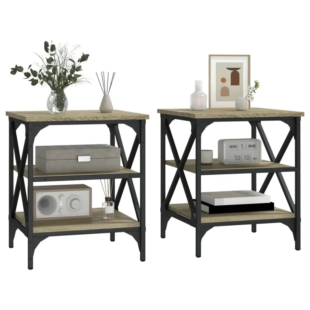End Tables Engineered Wood Brown 40 x 42 x 50 cm Set of 2