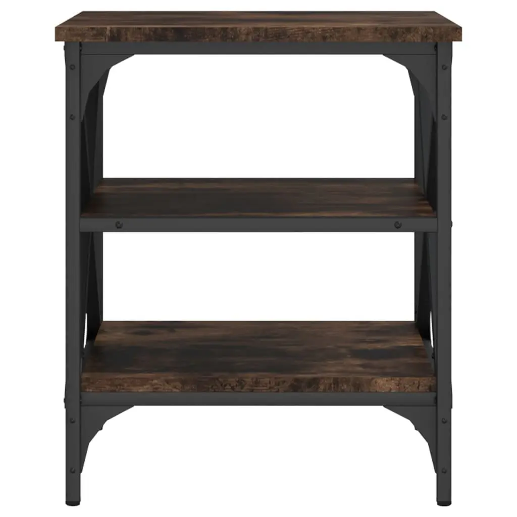 End Tables 2 pcs Brown Industrial Side Table Engineered Wood Storage Furniture