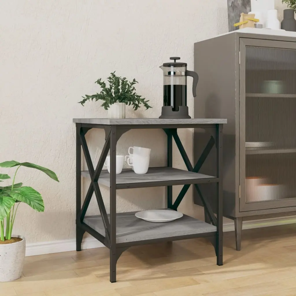 Grey Sonoma Side Table with Steel Frame and Storage