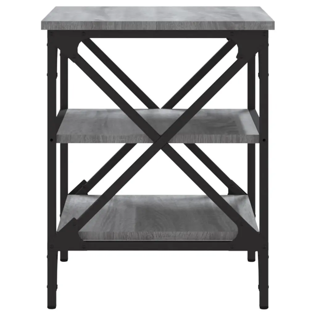 Grey Sonoma Side Table with Steel Frame and Storage