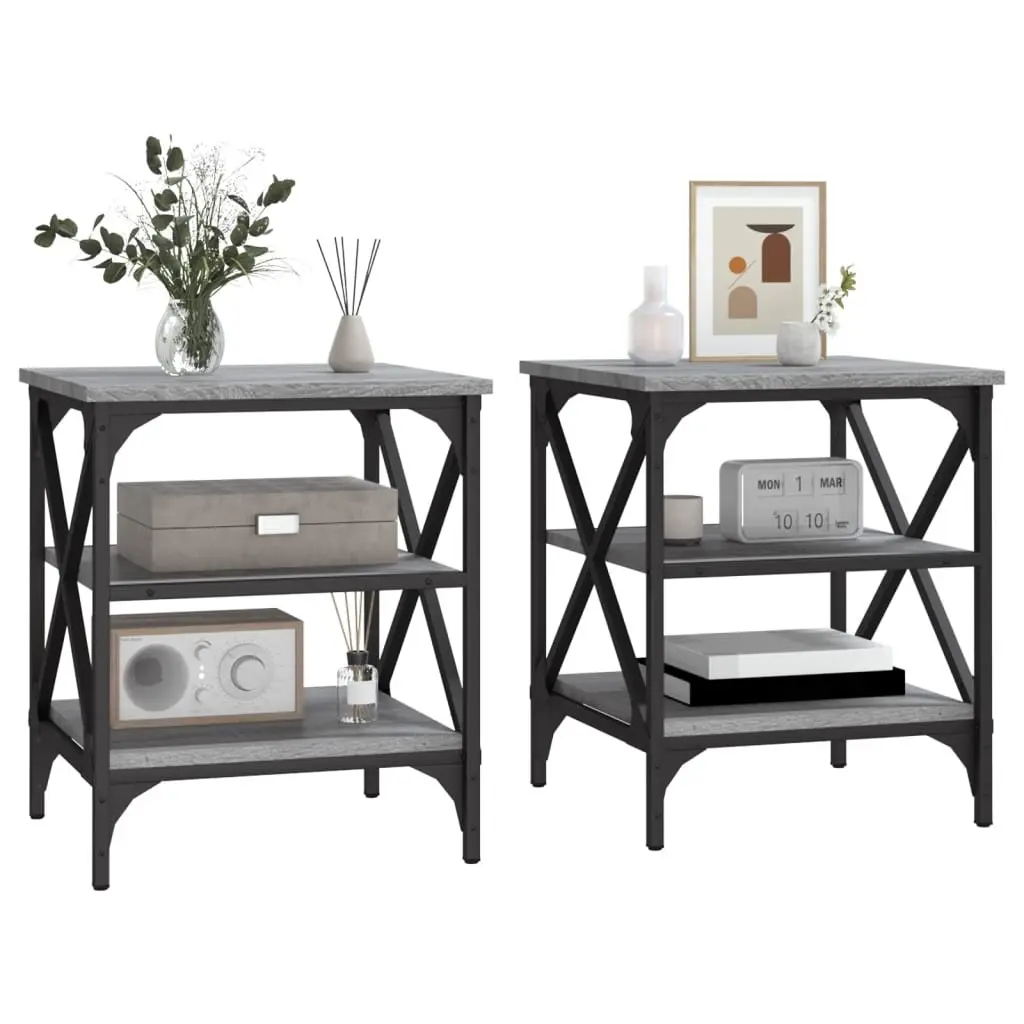End Tables Engineered Wood 40 x 42 x 50 cm Grey 2 pcs