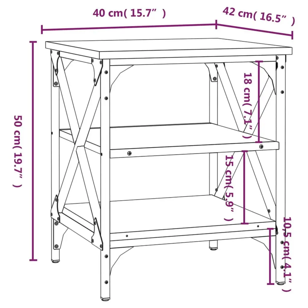 End Tables Engineered Wood 40 x 42 x 50 cm Grey 2 pcs