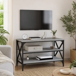 Sturdy Grey Sonoma Engineered Wood TV Cabinet