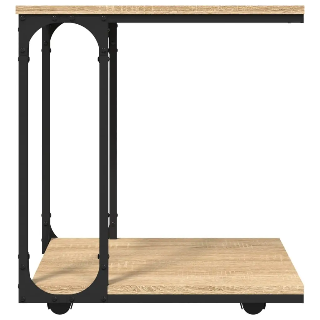 C-Shape End Table with Wheels for Easy Mobility