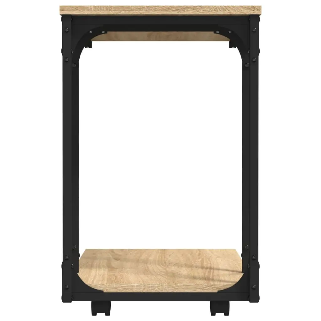 C-Shape End Table with Wheels for Easy Mobility