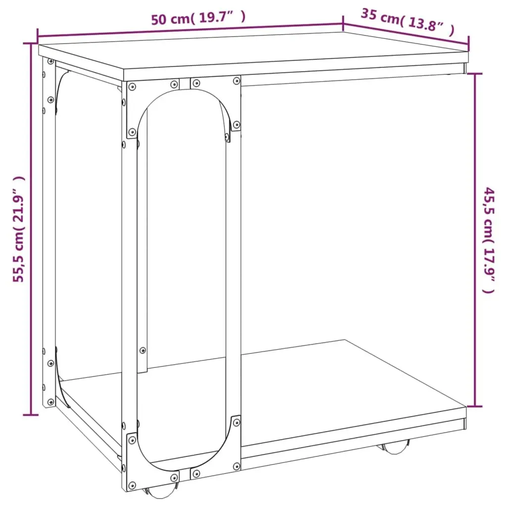 C-Shape End Table with Wheels for Easy Mobility