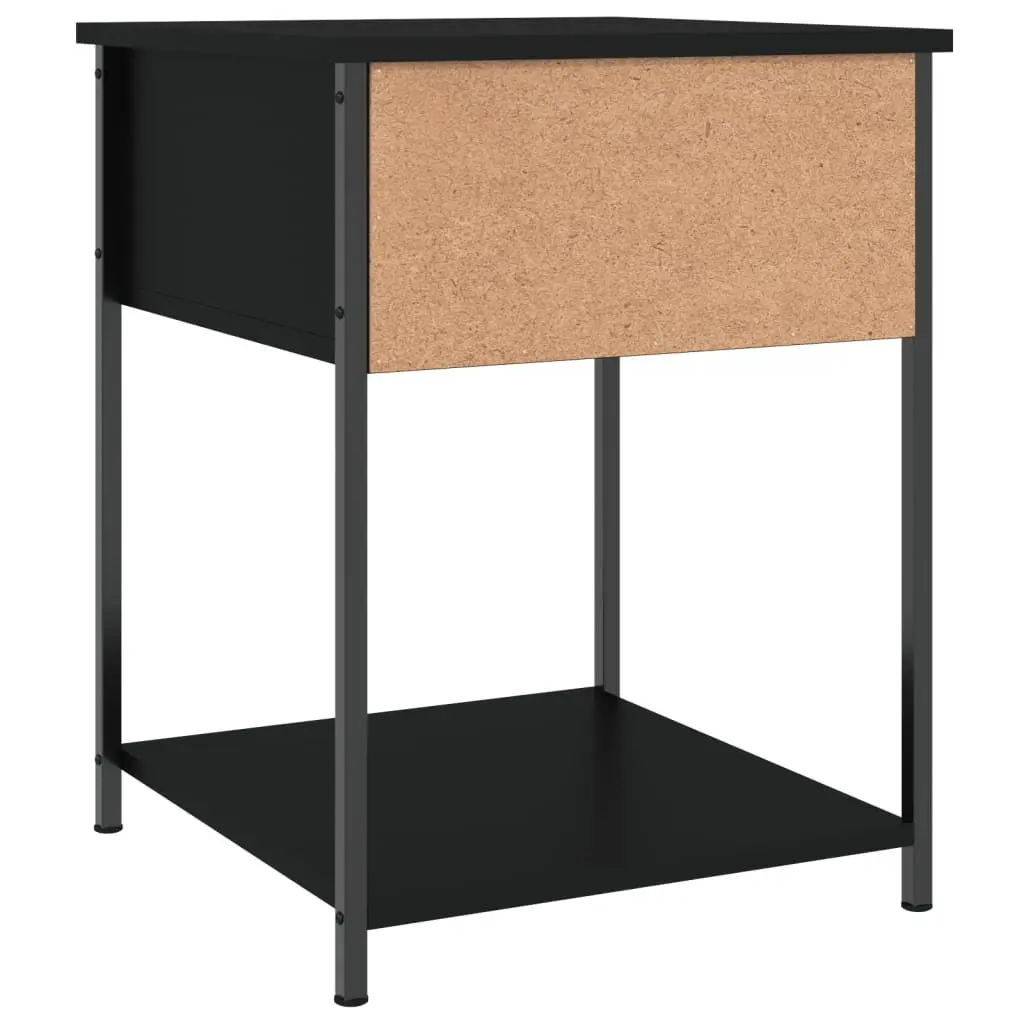 Black Bedside Table with Metal Frame