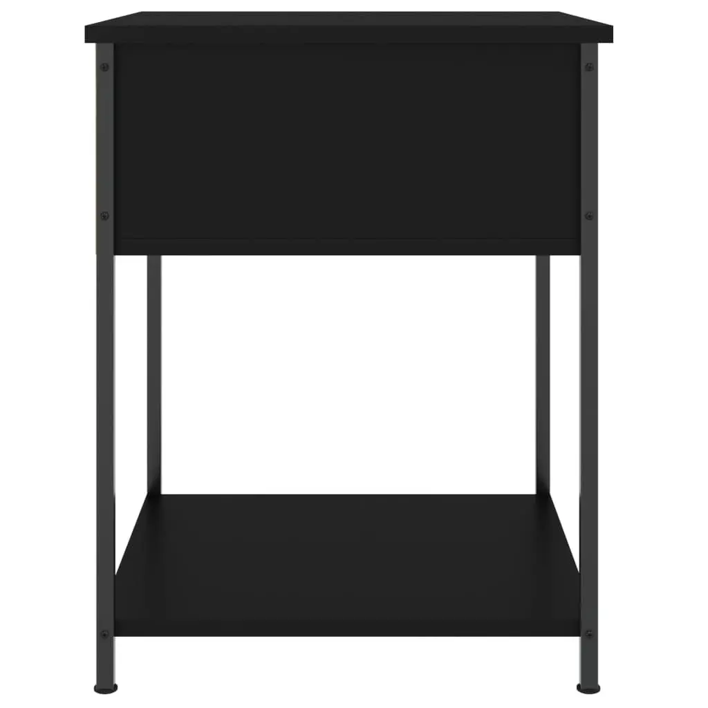 Black Bedside Table with Metal Frame