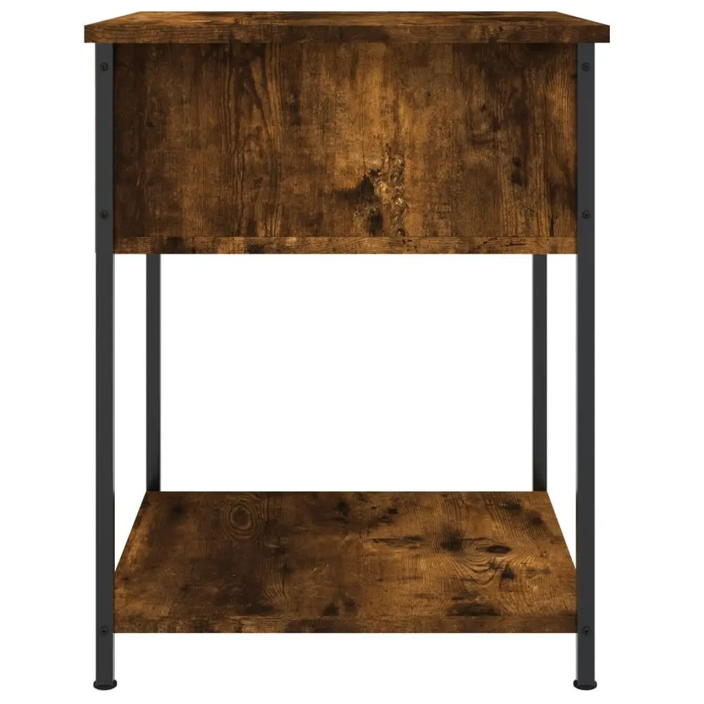 Bedside Table 2 pcs Brown Side Cabinet Engineered Wood Bedroom Storage