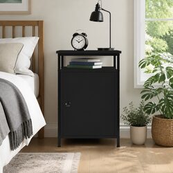 Compact Black Bedside Cabinet with Sturdy Design