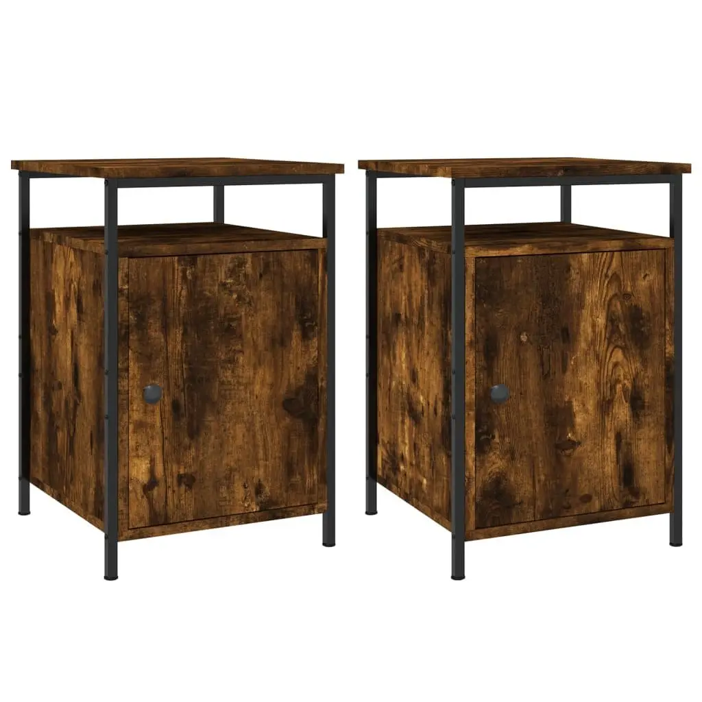 Bedside Cabinets Set of 2 in Brown Finish