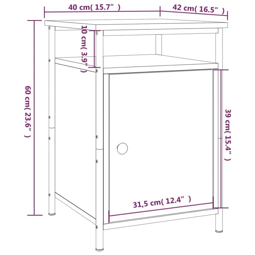 Bedside Cabinets Set of 2 in Brown Finish