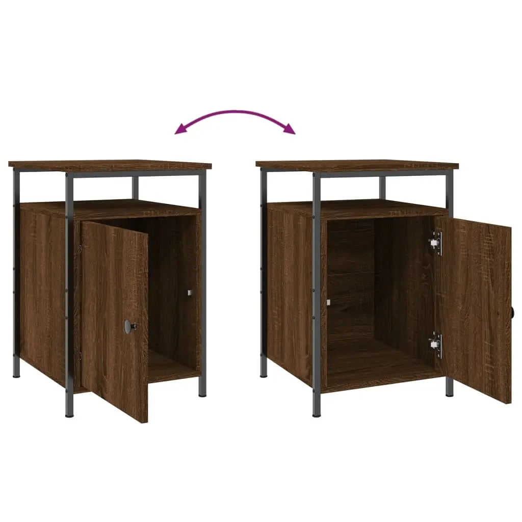 Bedside Cabinets 2 pcs Brown Oak Engineered Wood Bedroom Storage Tables
