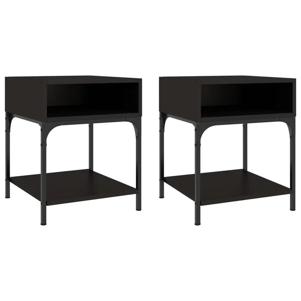Bedside Tables 2 pcs Black 40x41x50 cm Storage Cabinet Nightstand Pair