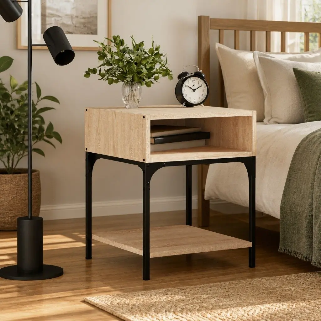 Sonoma Oak Brown Bedside Table with Storage