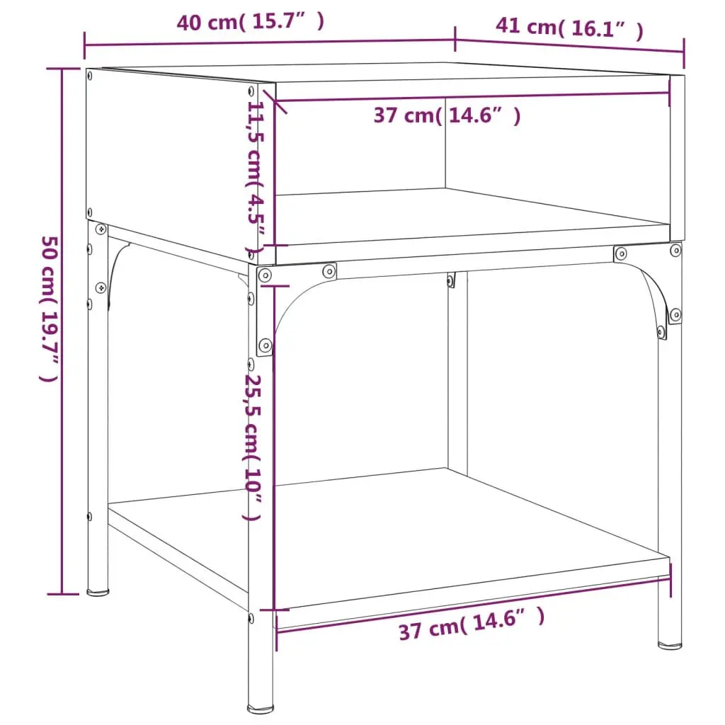 Bedside Tables Engineered Wood 40x41x50 cm Grey 2 pcs