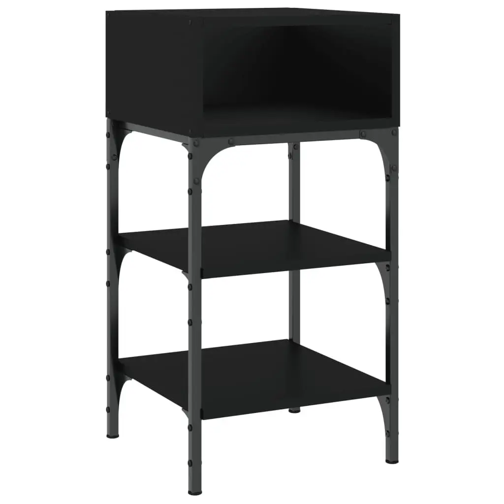Black Bedside Table 35x34.5x70cm Engineered Wood Nightstand