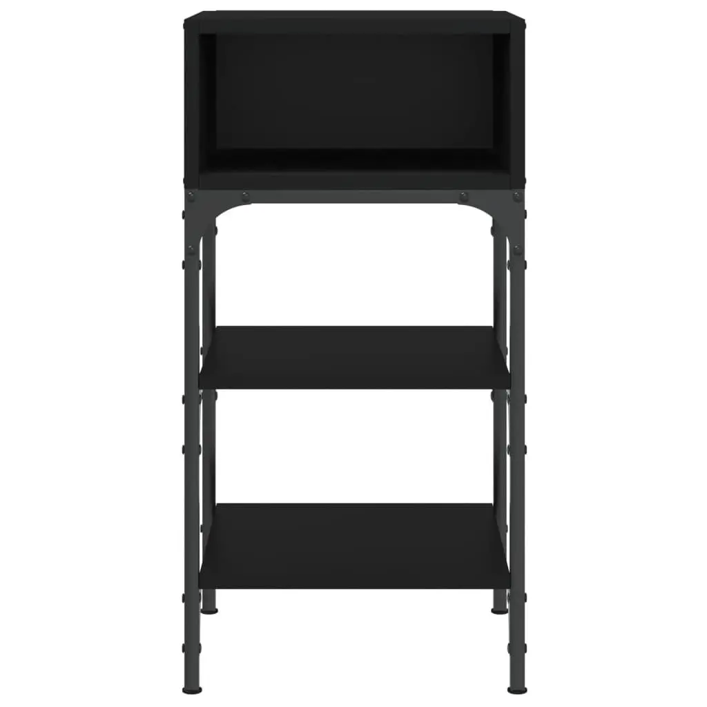 Black Bedside Table 35x34.5x70cm Engineered Wood Nightstand