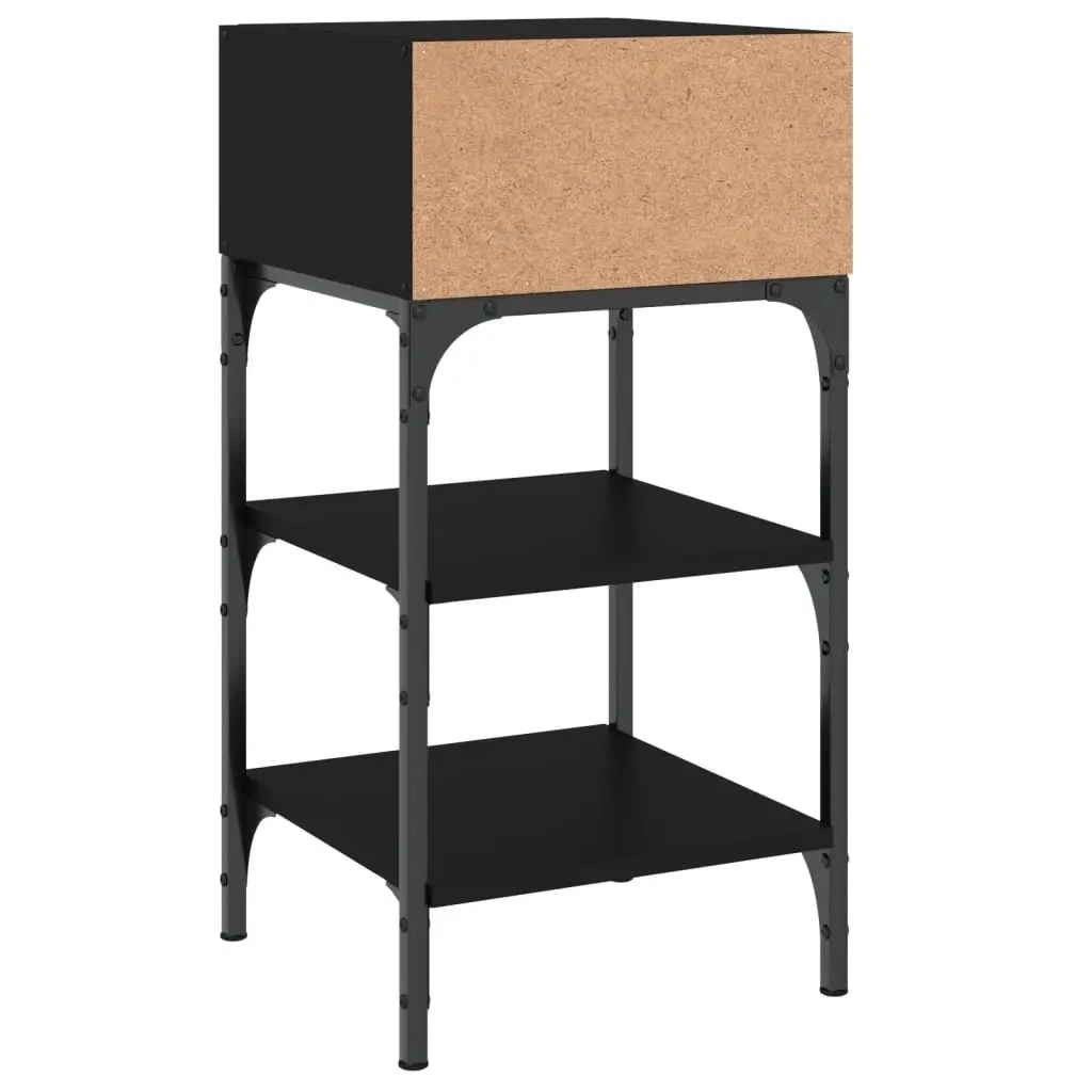 Black Bedside Table 35x34.5x70cm Engineered Wood Nightstand