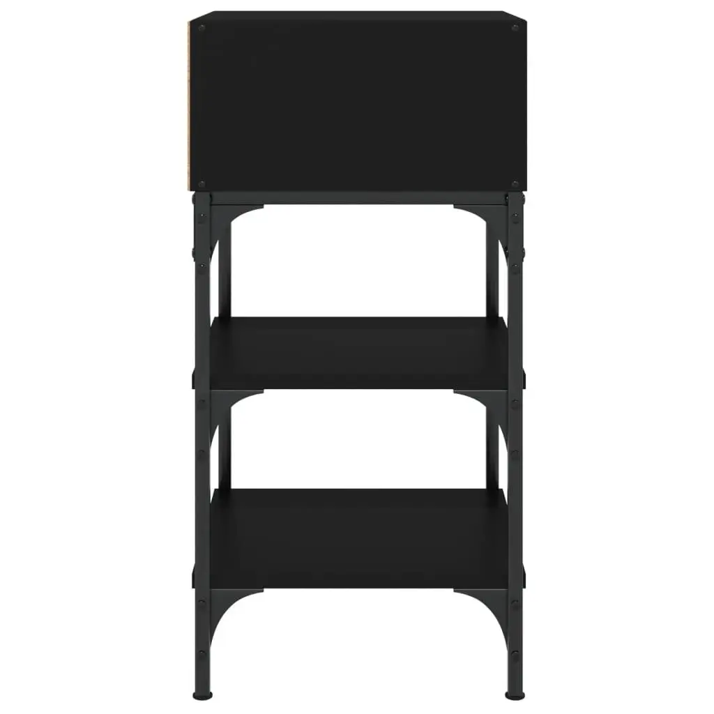 Black Bedside Table 35x34.5x70cm Engineered Wood Nightstand
