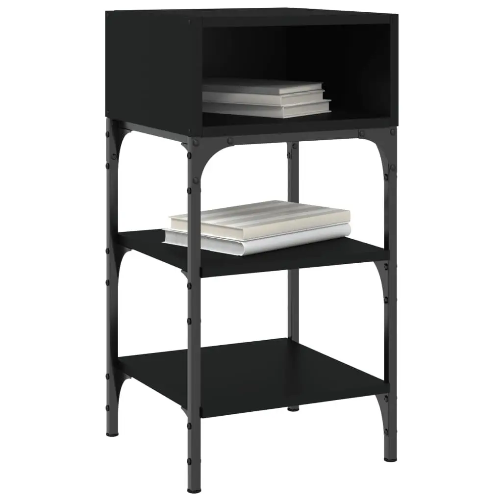 Black Bedside Table 35x34.5x70cm Engineered Wood Nightstand