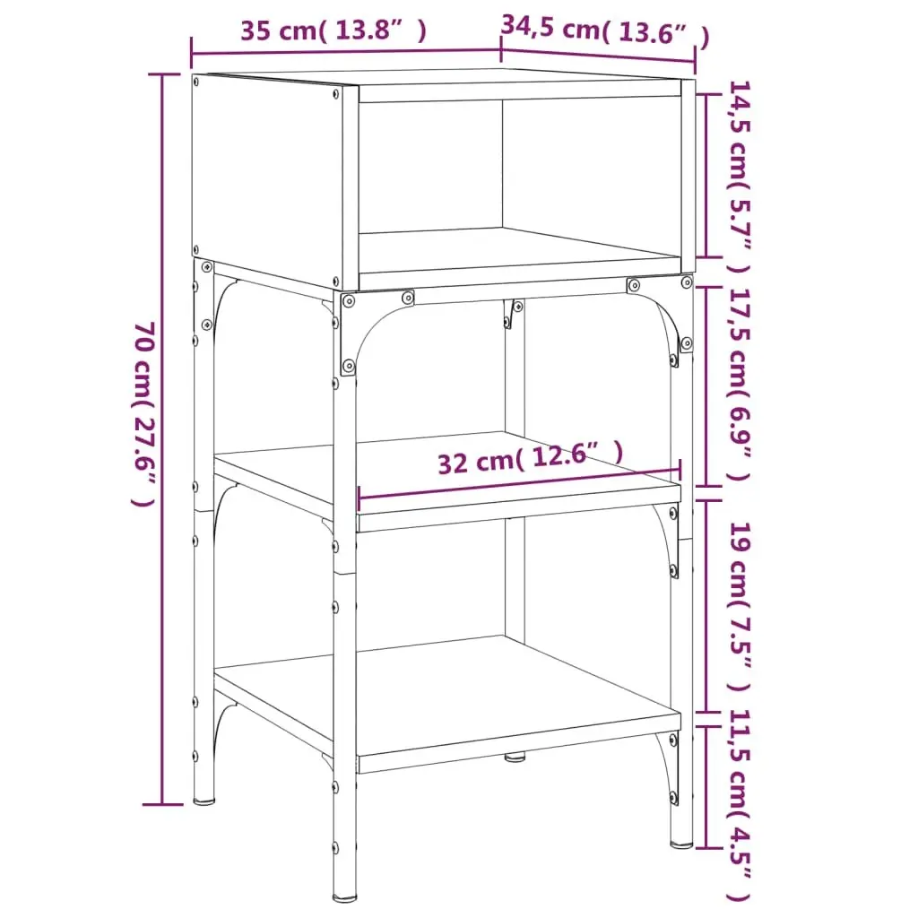 Black Bedside Tables 2 pcs with Ample Storage