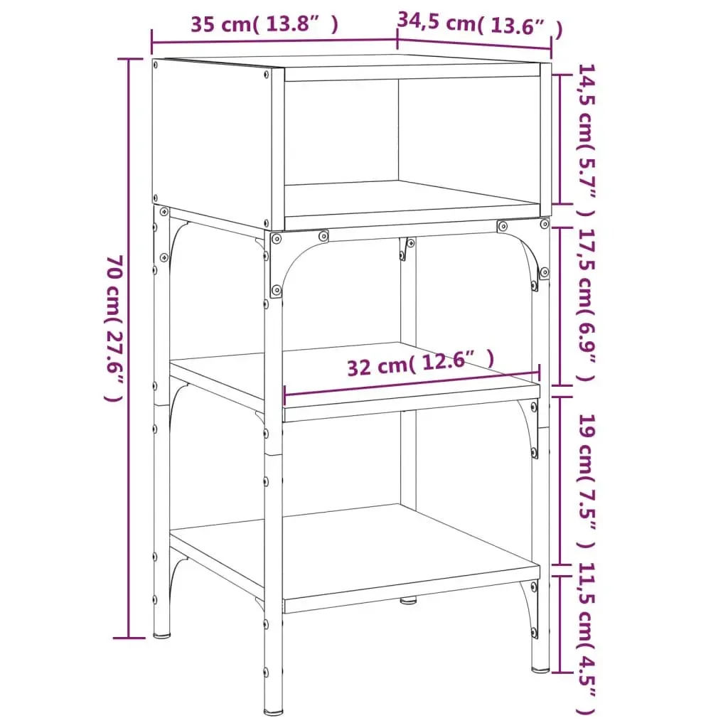 Brown Bedside Tables Set of 2 with Storage