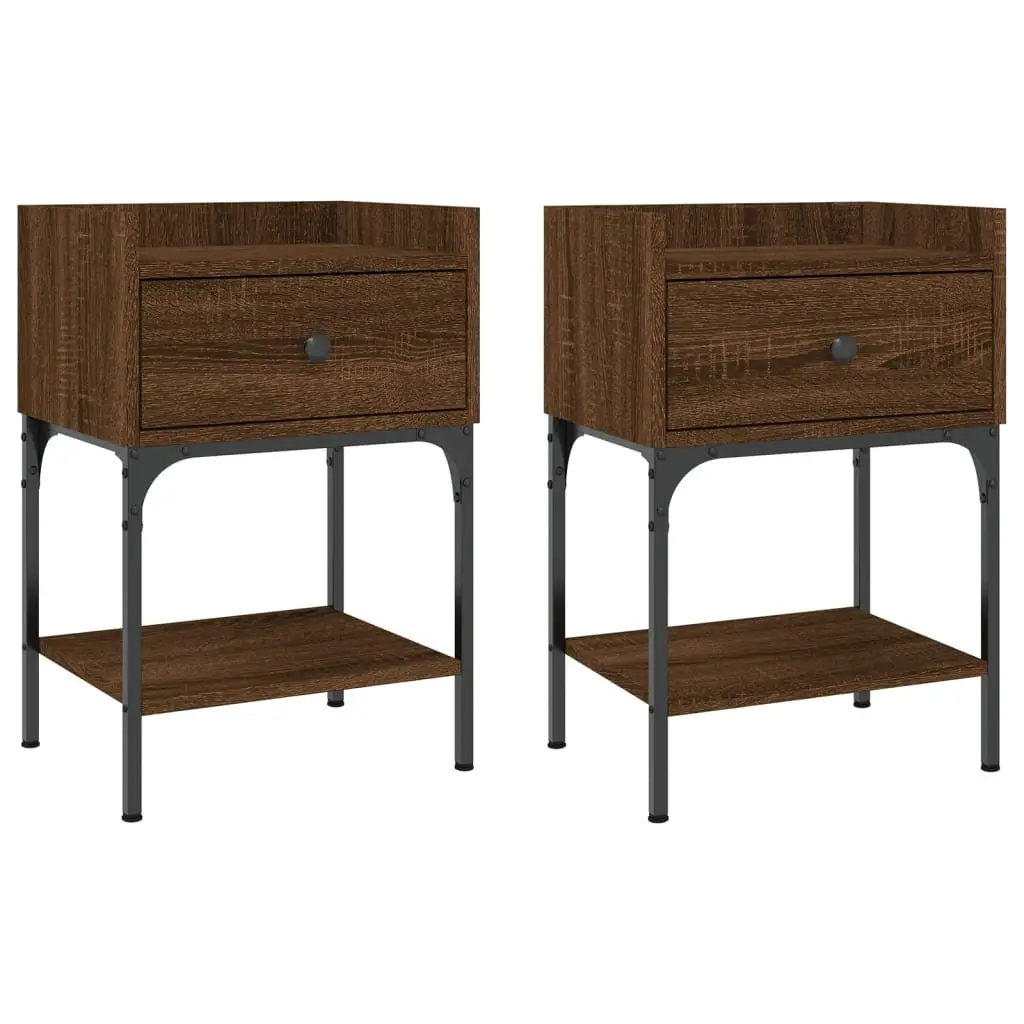 Bedside Tables Engineered Wood Brown Oak 40.5 x 31 x 60 cm 2 pcs