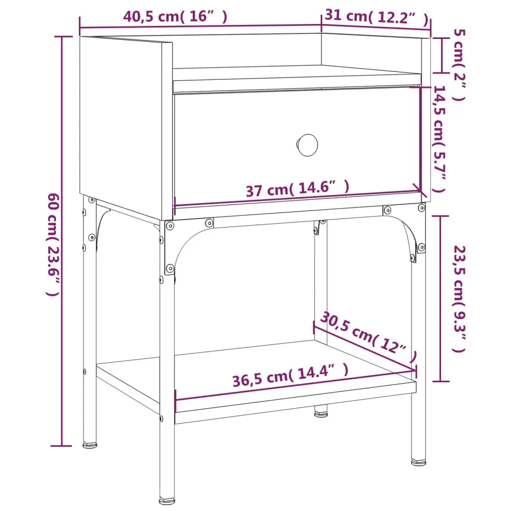 Bedside Tables Engineered Wood Brown Oak 40.5 x 31 x 60 cm 2 pcs