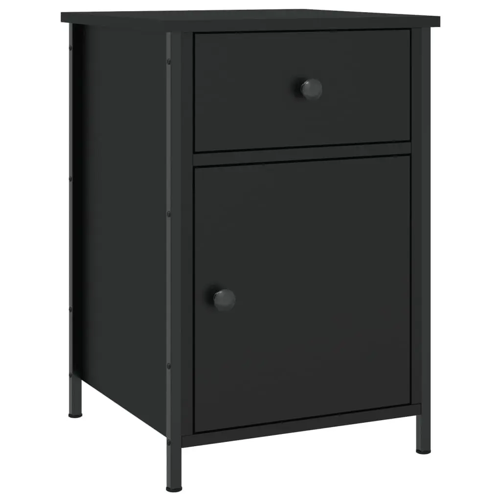 Black Bedside Cabinets 2 pcs 40x42x60 cm Engineered Wood