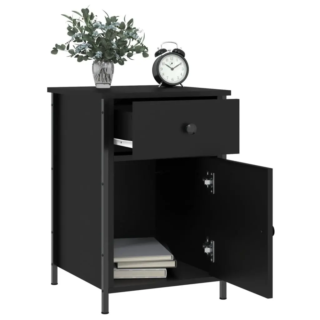 Black Bedside Cabinets 2 pcs 40x42x60 cm Engineered Wood
