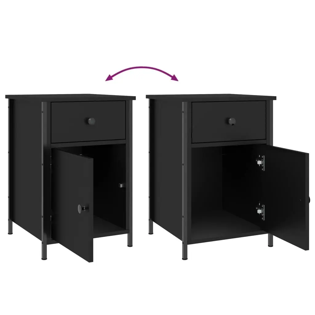 Black Bedside Cabinets 2 pcs 40x42x60 cm Engineered Wood