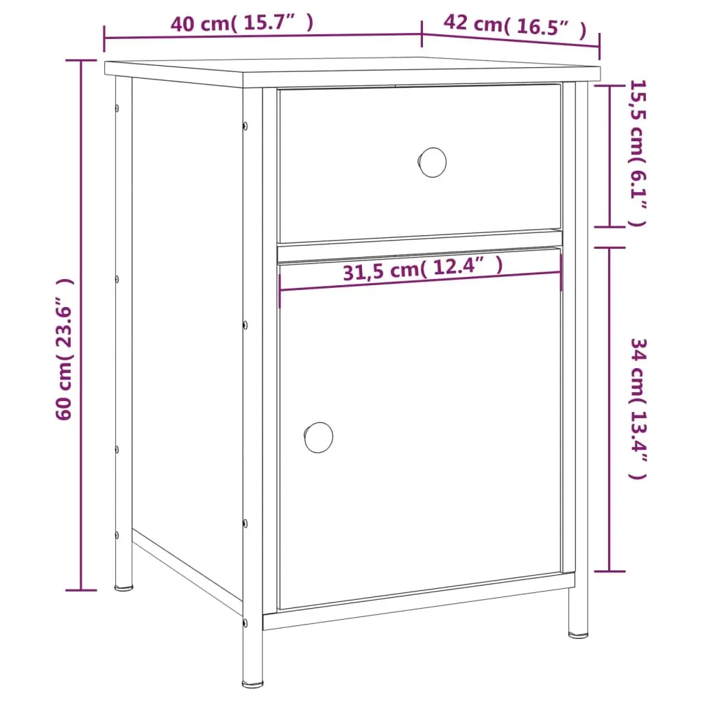 Brown Nightstand Set for Bedroom Storage