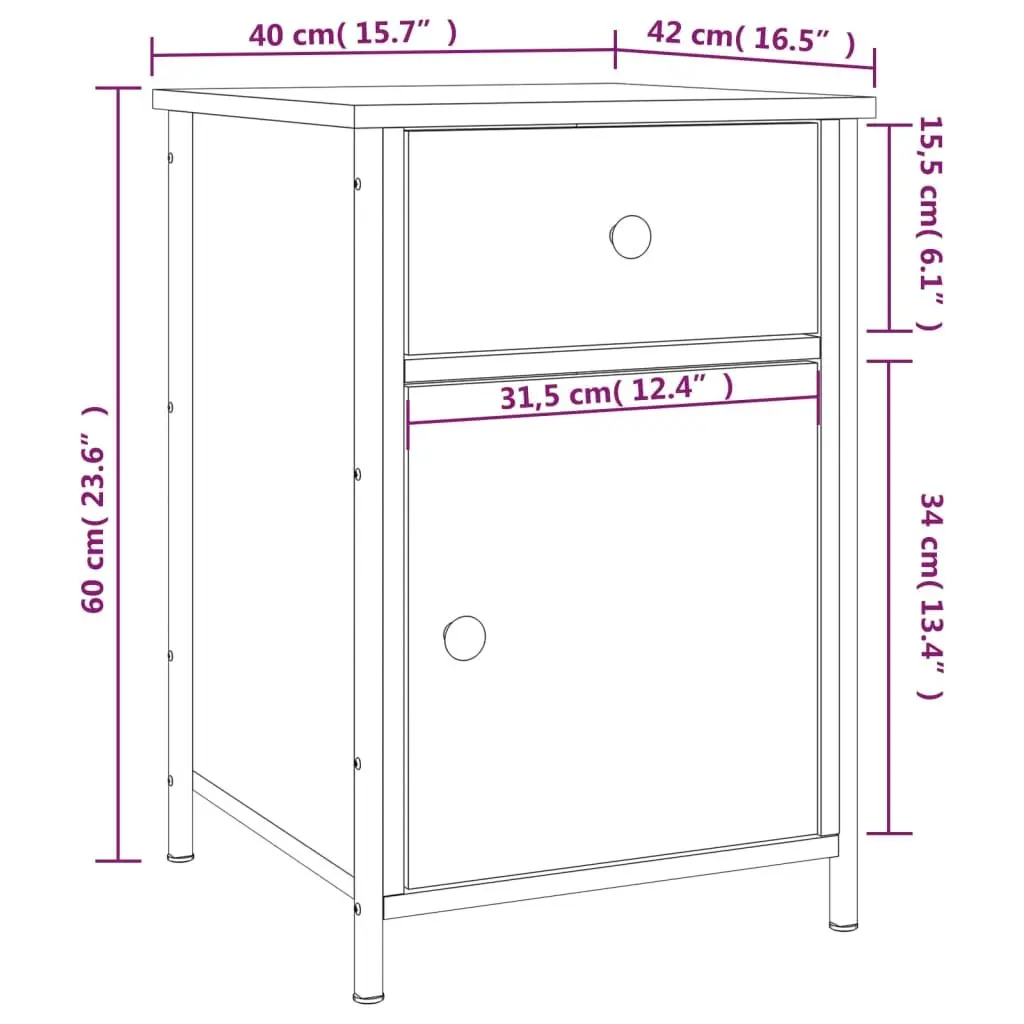 Brown Engineered Wood Bedside Cabinets