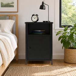 Premium Black Bedside Cabinet 40x42x60 cm with Storage